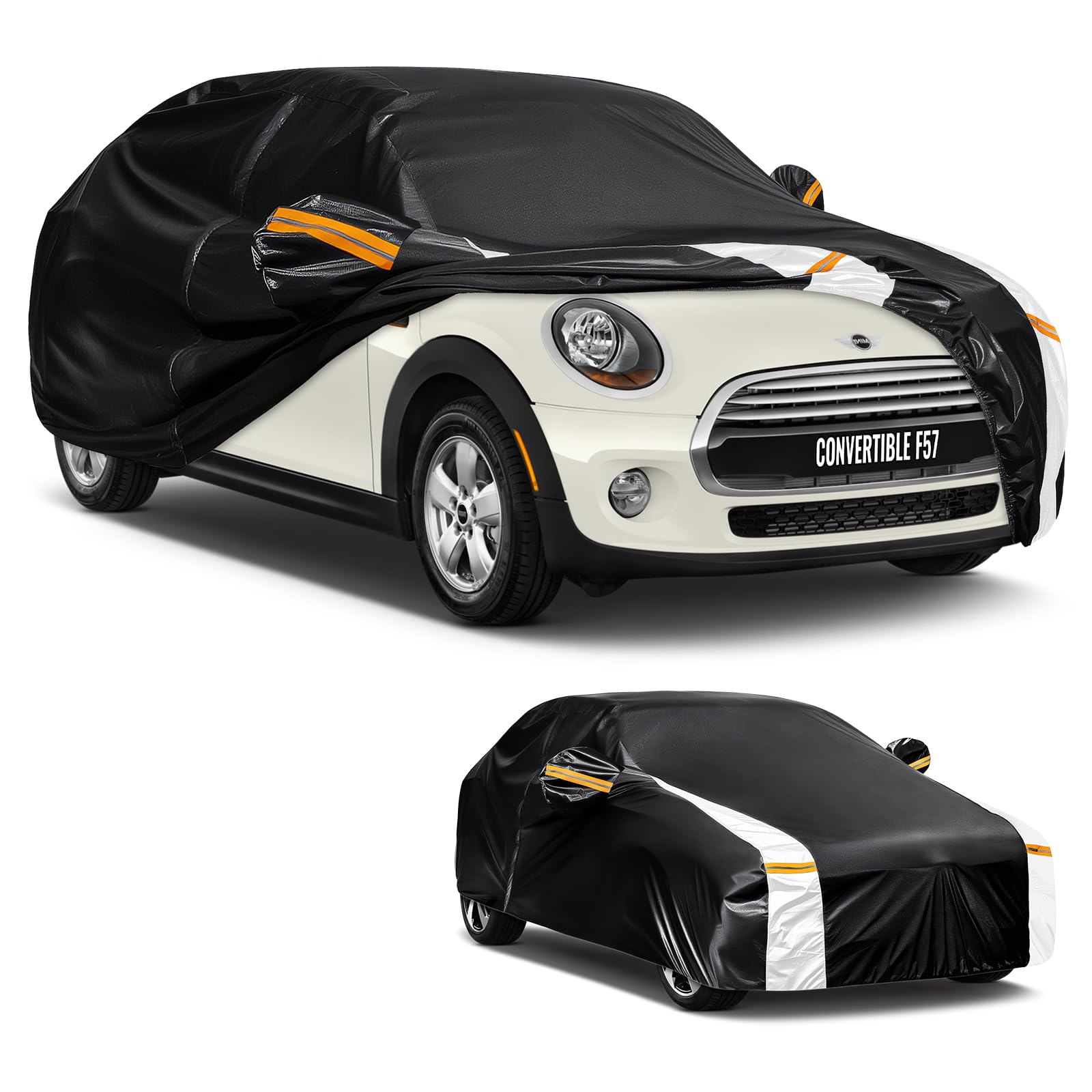 Car Cover Custom Fit for Mini Convertible F57(2016-2023), Car Covers for Outside Storage Waterproof Breathable, Full Cover Outdoor All Weather Protection Rain Sun Dust with Zip and Cotton(Black)