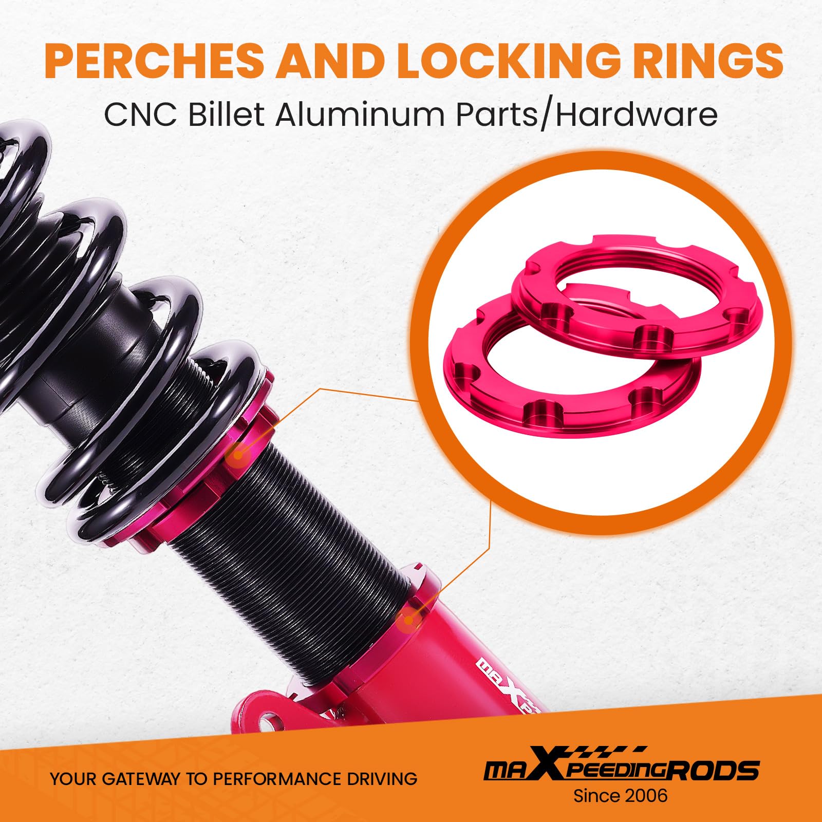 maXpeedingrods Coilovers Shock Struts for E46 (1998-2006) 316i, 318i, 320i, 323i, 325i, 328i, 330i, M3 Adjustable Damper