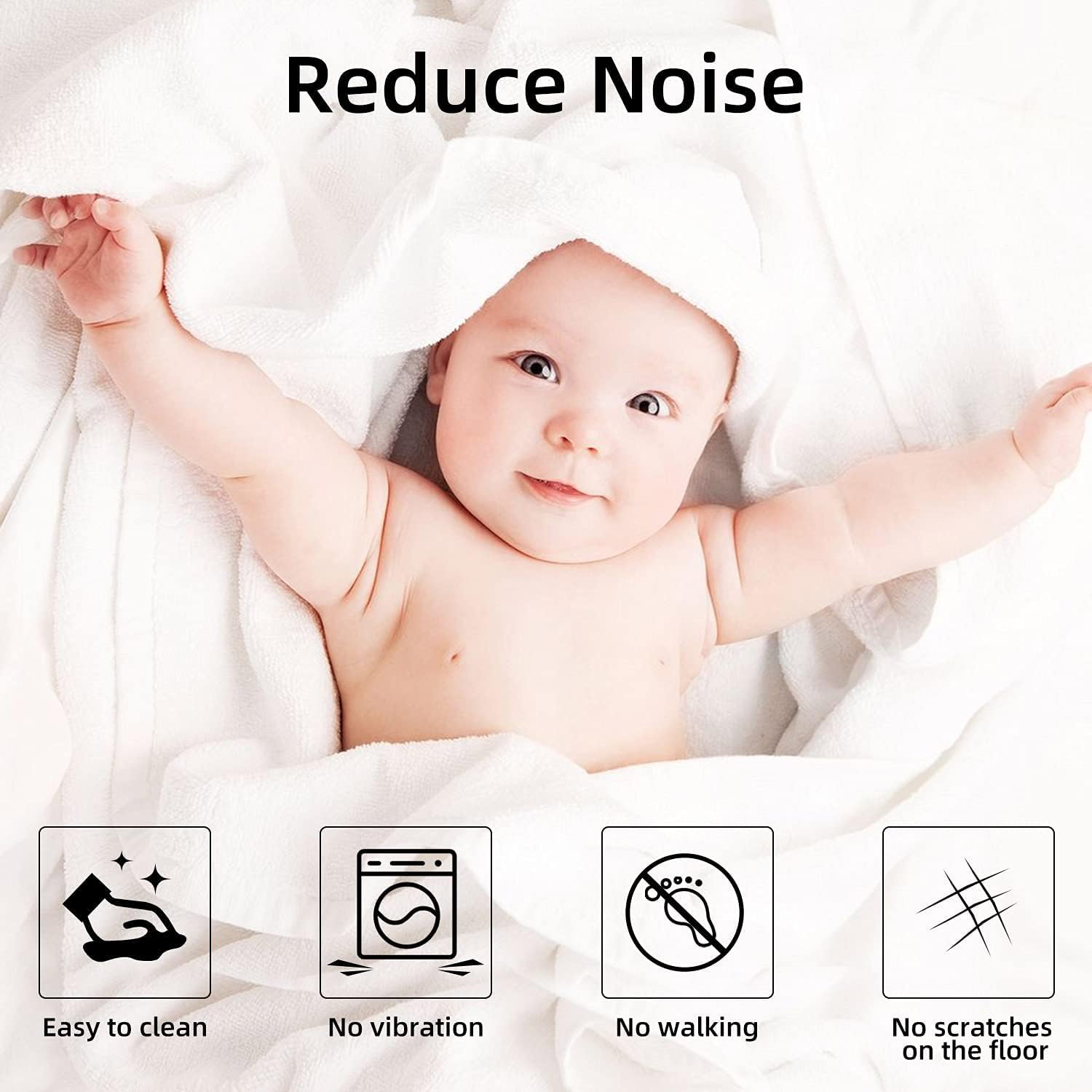 RCHYFEED 16 Pack Adjustable Furniture Risers 1 inch Round, Bed Risers Heavy Duty Anti Slip Rubber, Stackable Washing Machine Riser Creates an