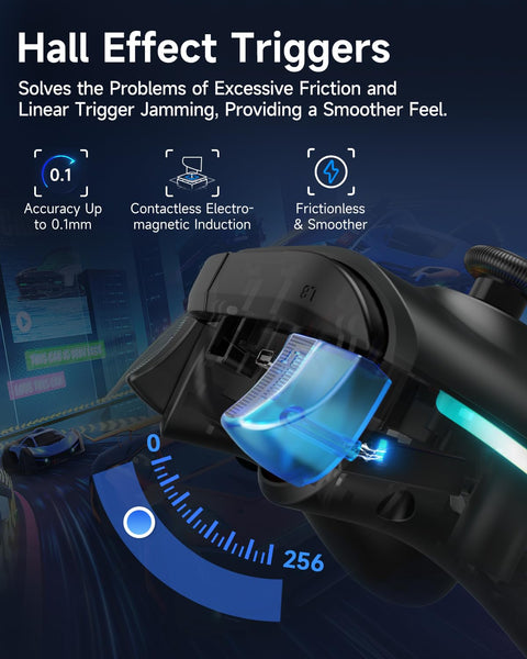 EasySMX X15 Wireless PC Controller with Hall Triggers, Hall Joysticks, Enhanced Bluetooth Game Controller,No Drift No Deadzone effect, Compatible with Windows PC, Android, Steam and Switch