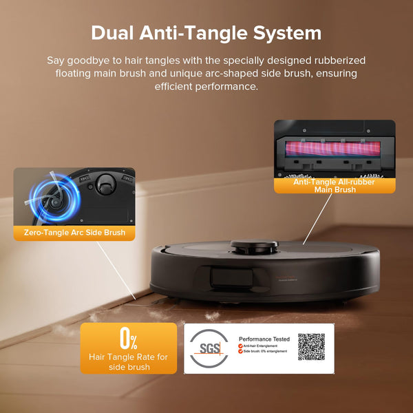 roborock Qrevo Series Robot Vacuum Cleaner with Mop, 10,000Pa Suction, Upgraded from Qrevo S, Dual Anti-Tangle Brushes, Smart Obstacle Avoidance, Auto Mop Washing&Drying, All-in-One Dock,Black(QV 35S)