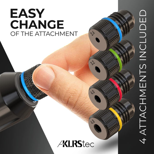 KLRStec® Professional Rivet Gun Kit incl. 120 Pop Rivets and 4 HSS Drills - High Quality Pop Rivet Tool Kit for Processing Pop Rivets