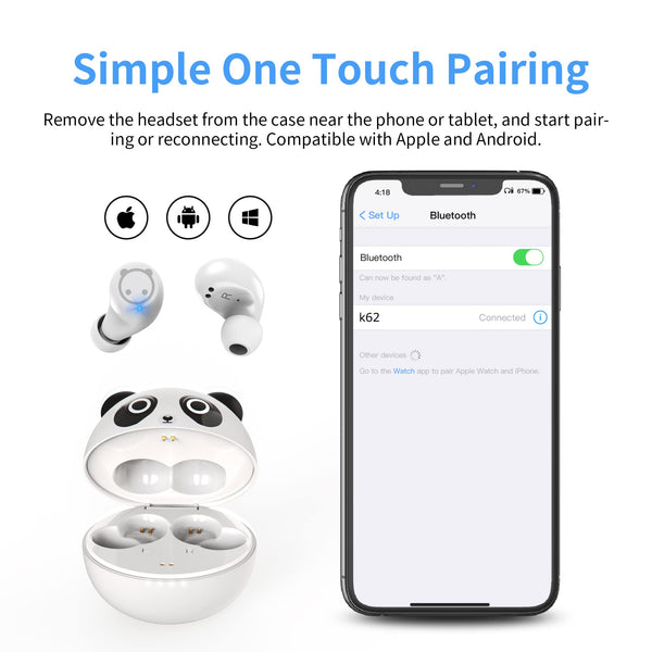 Earbuds for Kids Cute Design in-Ear Wireless Earphones for Kids Boys Adult Bluetooth 5.3 Waterproof Sport Stereo Headphones with Mic for Phone