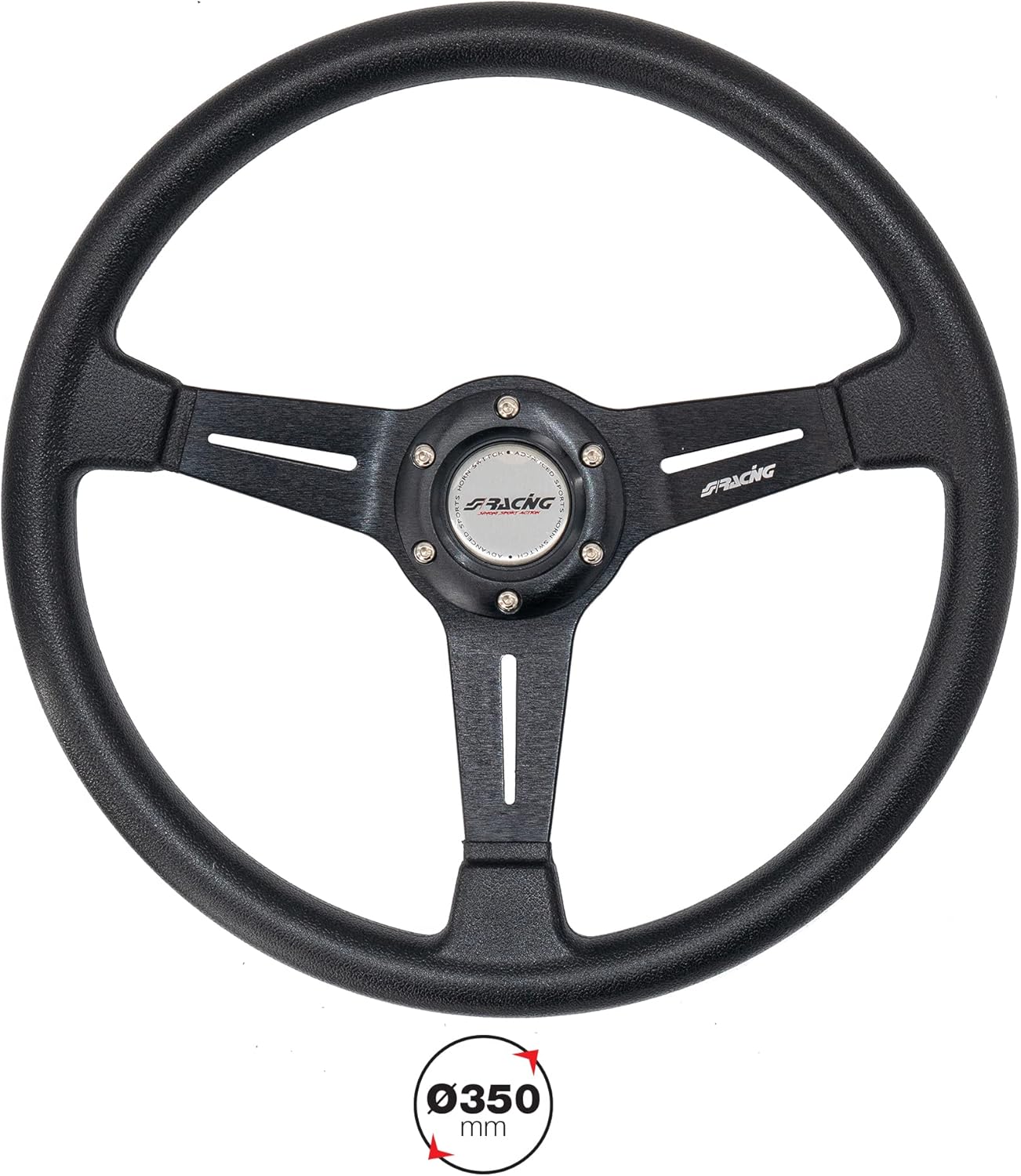 Simoni Racing SLAG Sport Steering Wheel with Three Spokes, Universal Black