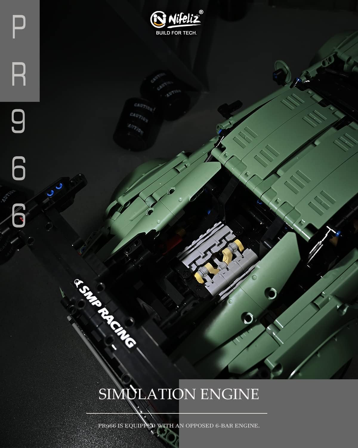 Pr 966 Sport car MOC Building Blocks and Construction Toy, Adult Collectible Cars Set to Build, 1:8 Scale Retro Car Model, NEW2022 (2435 Pcs)