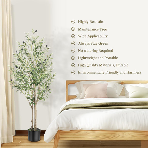 Alupssuc 4FT Artificial Olive Tree, Lifelike Olive Leaves, Faux Tree Indoor/Outdoor for Home, Living Room, Bedroom, Balcony, Office, Garden Decor