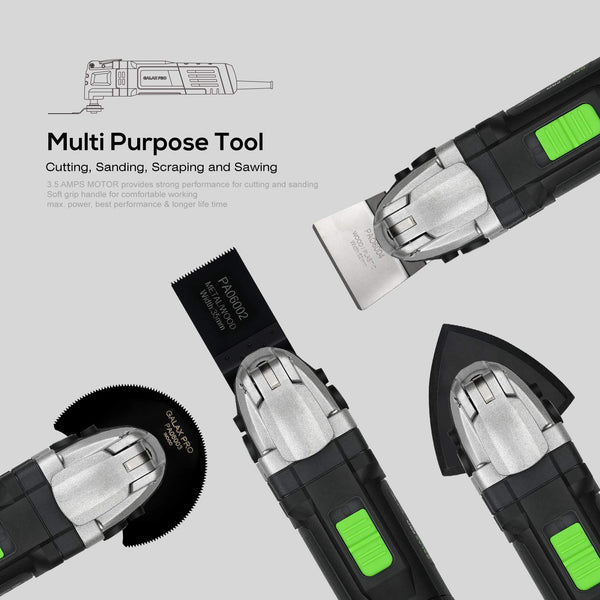 GALAX PRO Oscillating Tool, 400W Multifunction Tool,6 Variable Speed - Oscillating Vibration Angle 4 Degrees,Quick Change System with 30 PCS Accessories for Cutting, Sanding and Grinding