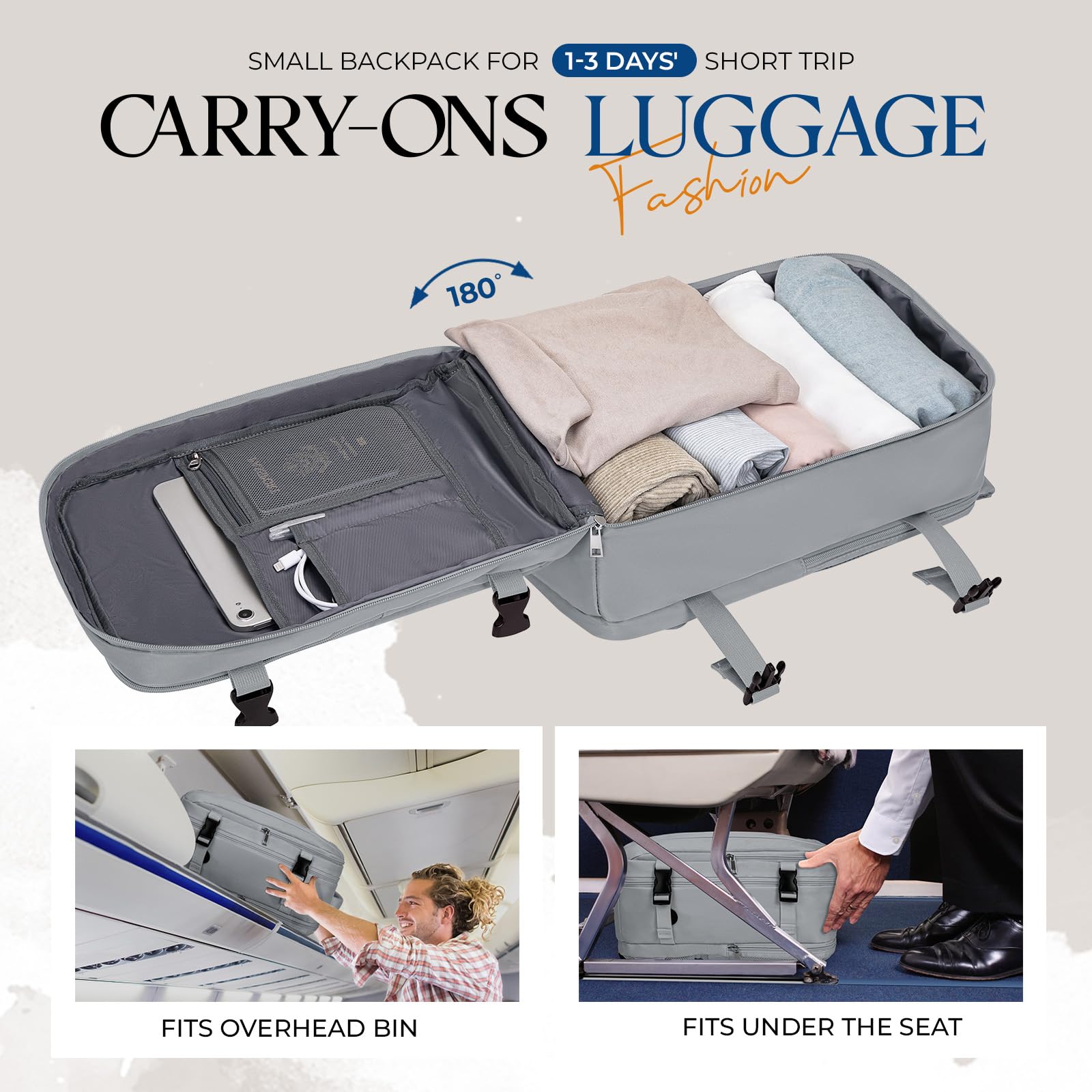 for Ryanair Cabin Bags 40x20x25 Underseat Bag,Small Travel Backpack Cabin Size Carry-ons for Women Men,Hand Luggage for Overnight,Casual Daypack with Laptop Compartment,Anti Theft Pocket