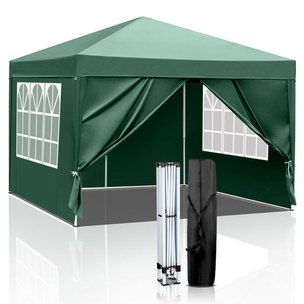 Bonnlo Pop Up Gazebo with Sides 3m x 3m, Easy Setup Instant Outdoor Canopy, Folding Garden Gazebo, Party Tent Grey