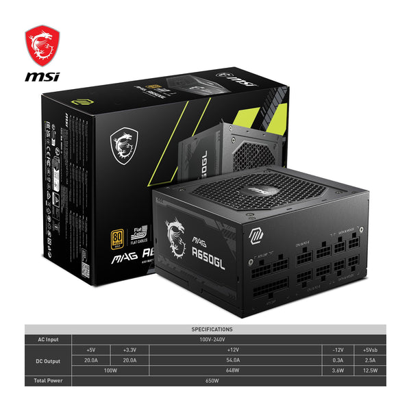 MSI MPG A1000G PCIE5 Power Supply Unit, UK Plug - 1000W, 80 Plus Gold Certified, Fully Modular ATX 3.0, PCIe 5.0 GPU Support, Japanese 105°C Capacitors, 0% RPM Mode, Flat Cables - 10 Year Warranty
