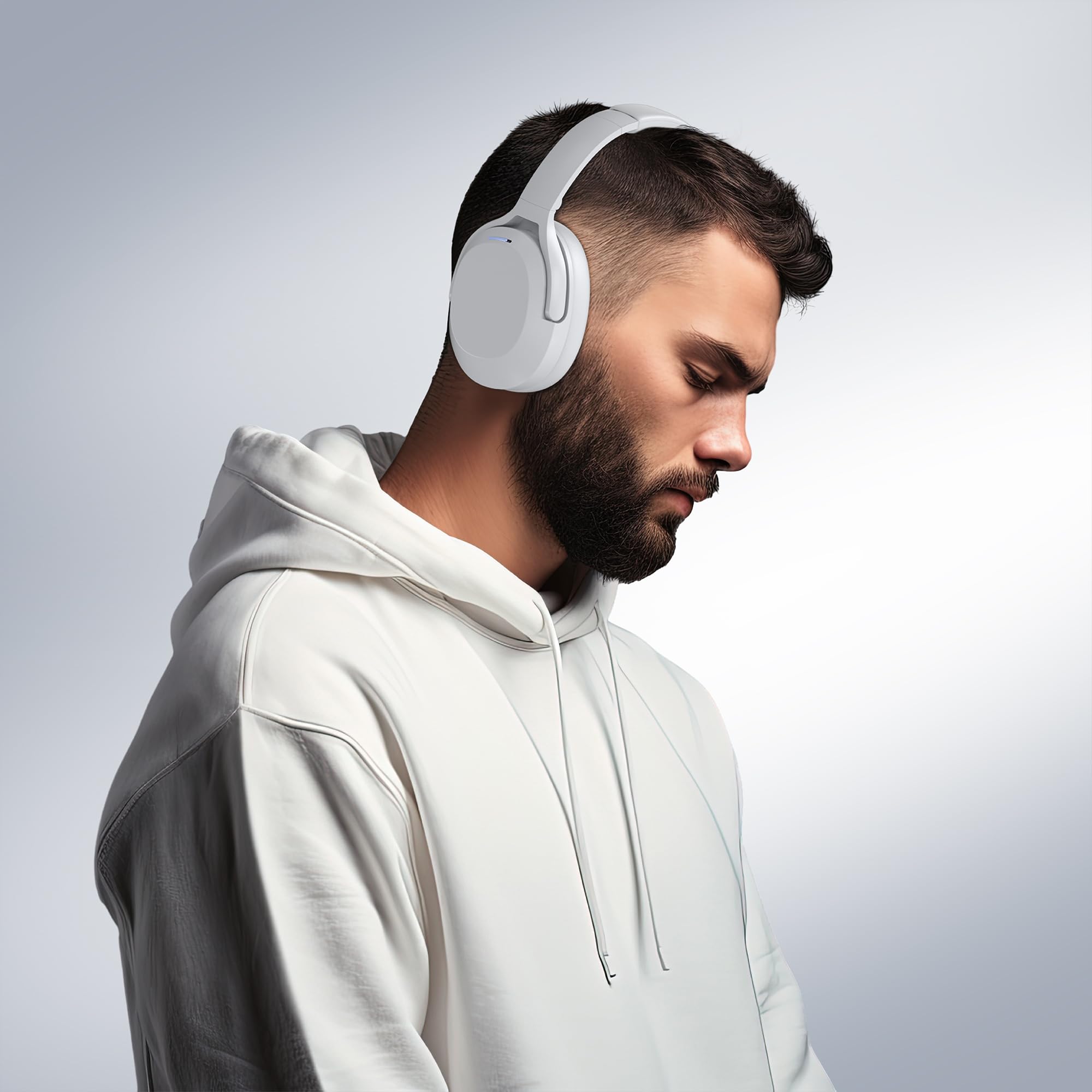 Rebocico Active Noise Cancelling Headphones, Wireless Bluetooth Over-Ear Headphone with Microphone,120H Playtime, Foldable Overhead Headphones with Deep Bass, Fast Charging for Home Travel Office