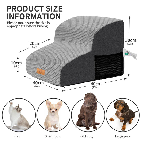 Masthome Dog Steps, 2-Step High Density Foam Dog Steps for Bed Sofa, Non-Slip Pet Ramp with Removable Washable Cover,Pet Stairs for Small Dogs Cats,