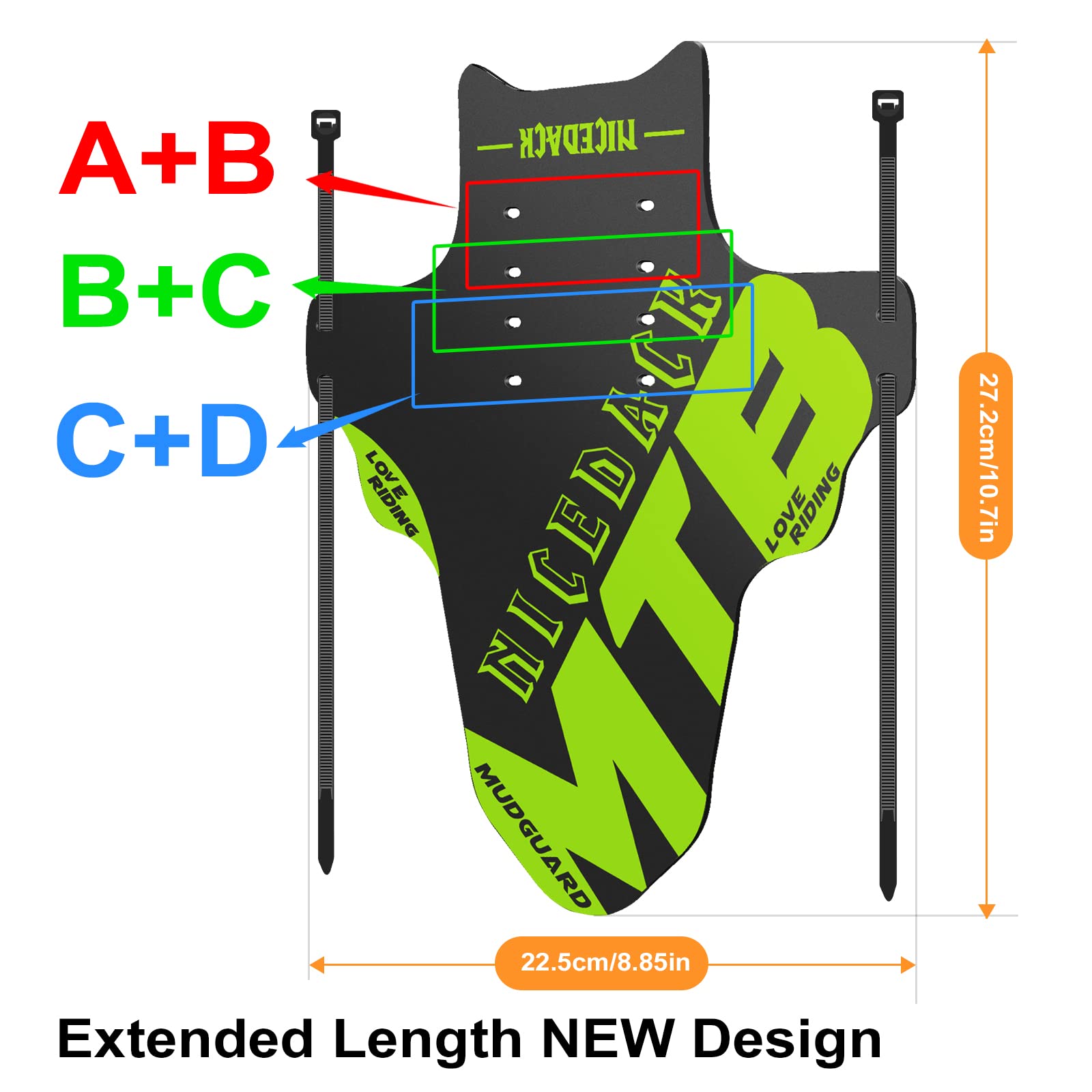NICEDACK Mudguards Mountain Bike, 2 Pieces Mudguard Fit 20-29 Inch MTB Mudguard Front and Rear Compatible Bicycle Splash Guard