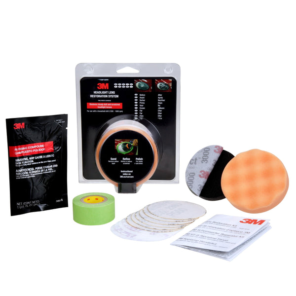 3M 39073 Headlight Lens Restoration Kit to Restore Dull/Faded/Discoloured Headlights For Car, 1 Pack, Smoke