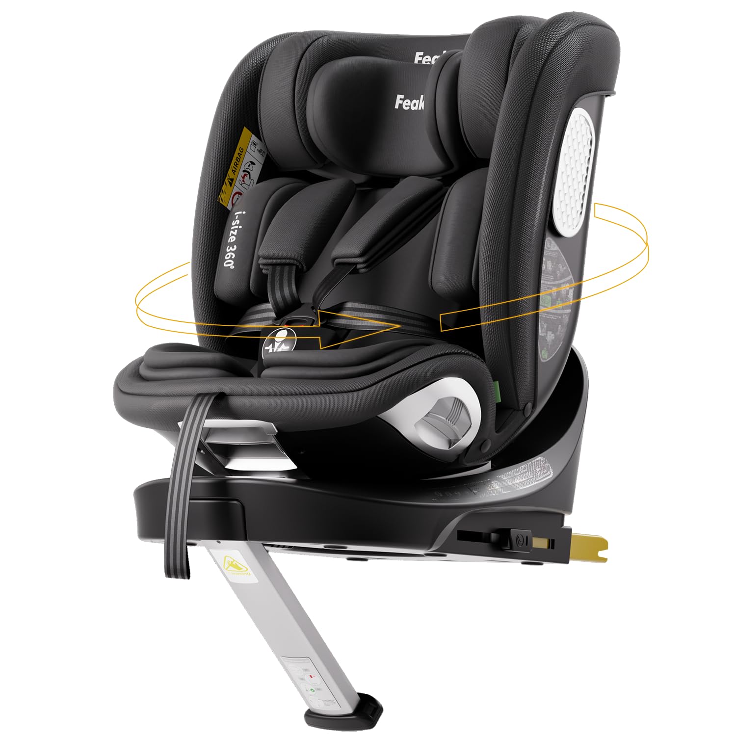 360 Car Seat with ISOFIX - for Newborn to 12 Years Children, i-Size (ECE R129/E4) Rotating Swivel Baby Car Seat,Group 0+1/2/3 (40-150cm),Rear Facing for Longer from Birth to 4 Years.Black.