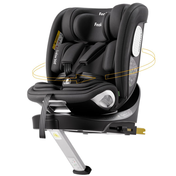 360 Car Seat with ISOFIX - for Newborn to 12 Years Children, i-Size (ECE R129/E4) Rotating Swivel Baby Car Seat,Group 0+1/2/3 (40-150cm),Rear Facing for Longer from Birth to 4 Years.Black.