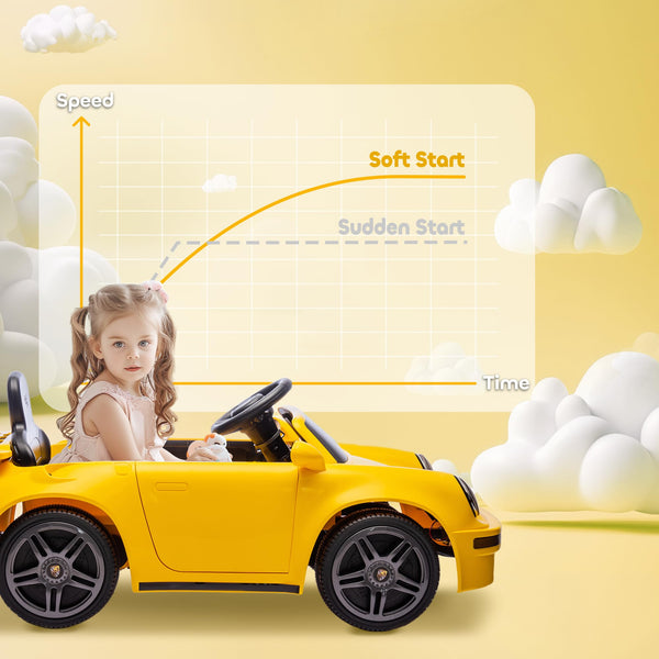 AIYAPLAY Licensed RUF CTR 2017-Yellowbird Electric Car for Kids, Ride On Car 12V Battery Powered Kids Electric Vehicle with Remote Control, Soft Start, MP3 Player, LED Lights, Horn, Yellow