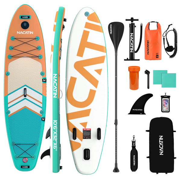 Paddle Boards for Adults, NACATIN Inflatable Stand Up Paddle Board with 10'6" SUP Paddleboard, Adjustable Paddle, Pump, Backpack, Dry Bag, Ideal for All Skill Levels (Optional Kayak Seat Available)