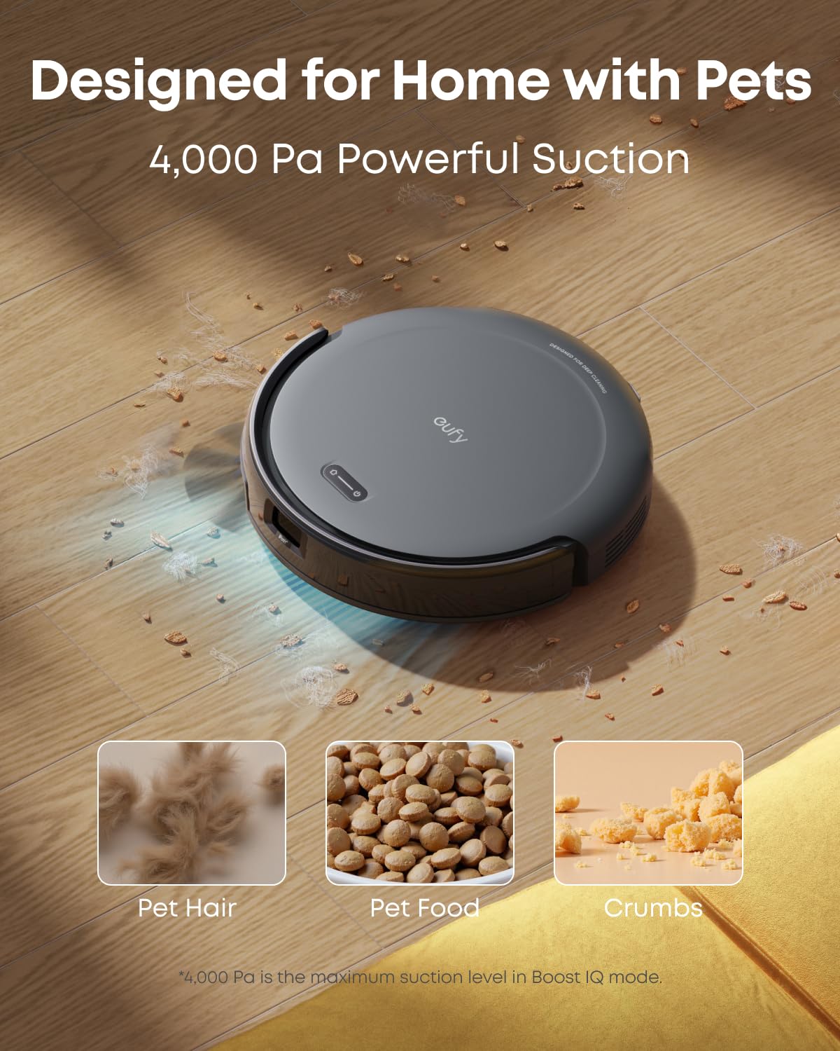 eufy Robot Vacuum C10 with Self Empty Station, 4,000Pa, 2.85-Inch Ultra-Slim Body, Up to 60 Days of Hands Free Cleaning,Carpet Cleaning, Edge Expansion Brush, Quiet, Point Laser Navigation