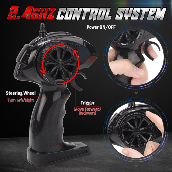 RUIDYA Kids RC Race Cars, 2.4GHz 1:18 Scale Off-road Remote Control Car Toy for Children with LED Light, Rechargeable High Speed All Terrain RC Drift Vehicle, Birthday Gift for 3+ Year Old Boys Girls