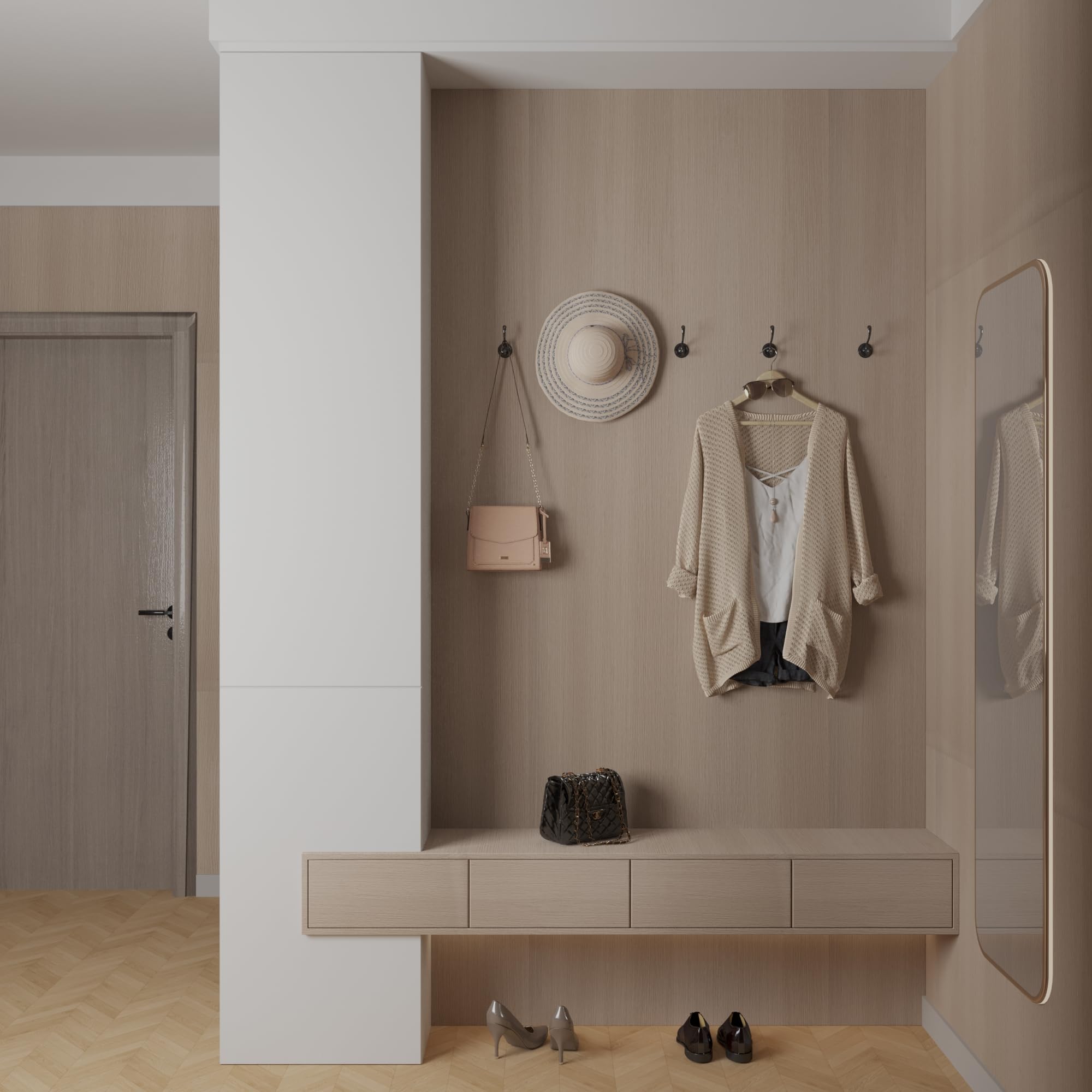 JSEVEM 40CM×3M Air Guide Design Extra Thick Beige Light Brown Wood Wallpaper Peel and Stick Waterproof Brown Wood Contact Paper Vinyl Self Adhesive Matte Textured Furniture Sticker for Kitchen Cabinet