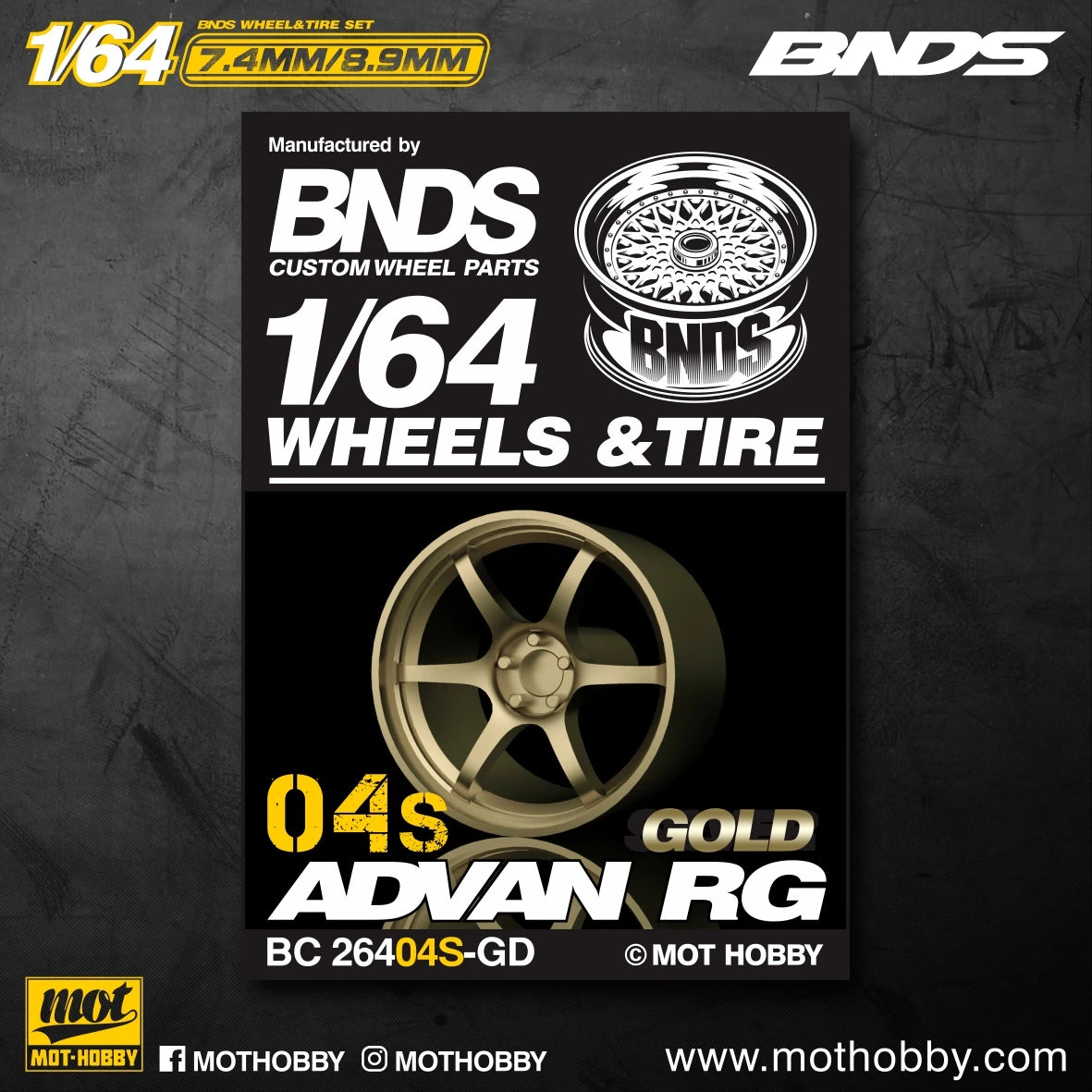 BNDS 1/64 Wheels With Rubber Tires ABS Assembly Rims Modified Parts for 1:64 Model Car VIP Style Detail-up Set New Clearance