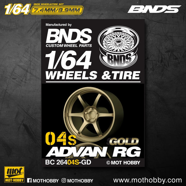 BNDS 1/64 Wheels With Rubber Tires ABS Assembly Rims Modified Parts for 1:64 Model Car VIP Style Detail-up Set New Clearance