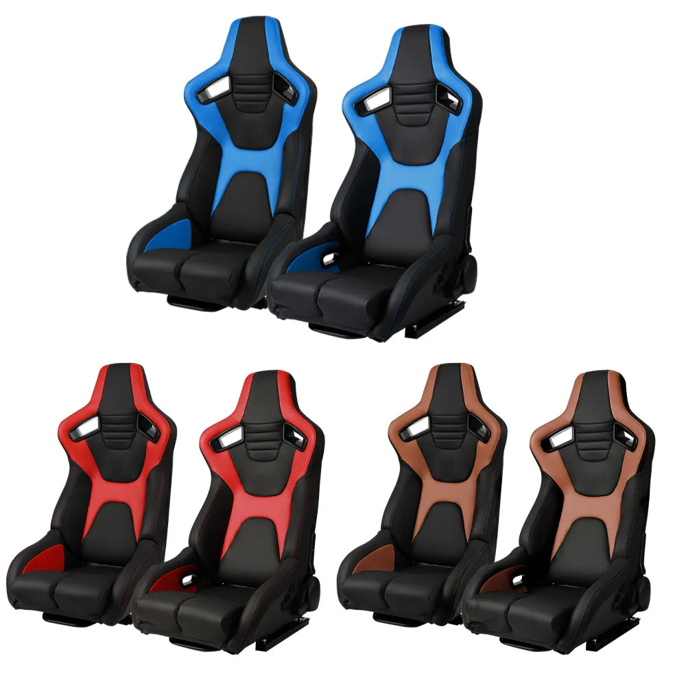 1Pcs Universal Racing Seats 90-180 degree Adjustable Car Bucket Seats PVC Leather Sport Simulator Gaming Racing Seat with Slider