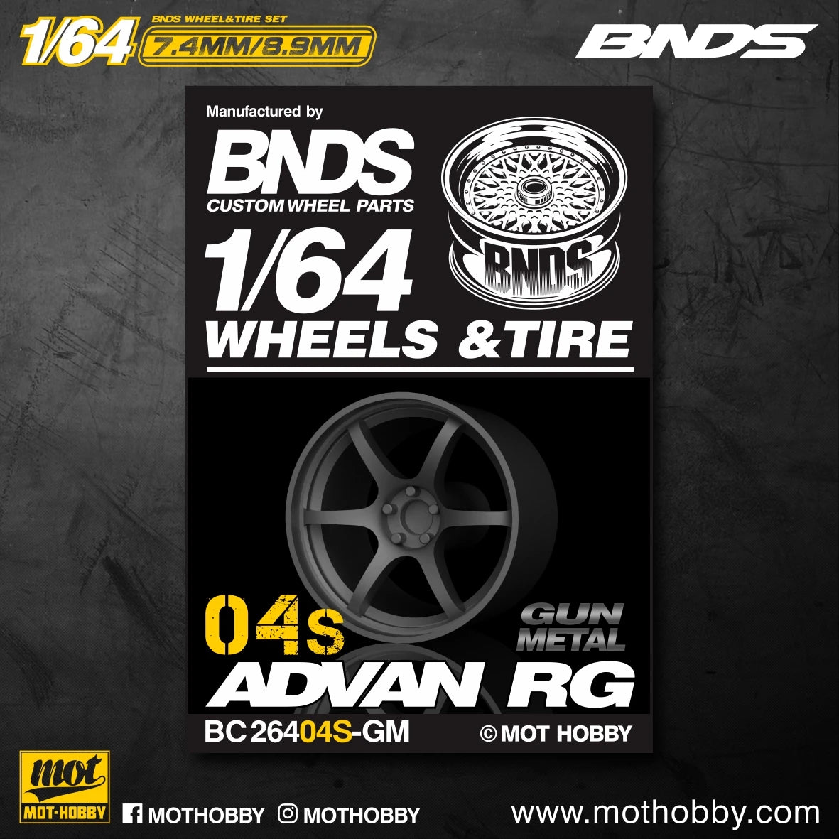 BNDS 1/64 Wheels With Rubber Tires ABS Assembly Rims Modified Parts for 1:64 Model Car VIP Style Detail-up Set New Clearance