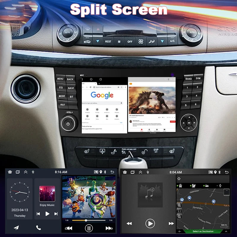 Junuse For Mercedes Benz E-class W211 E200 E220 E300 E350 E240 E280 CLS Car Auto Radio 2Din Android 12 Multimedia GPS Carplay BT