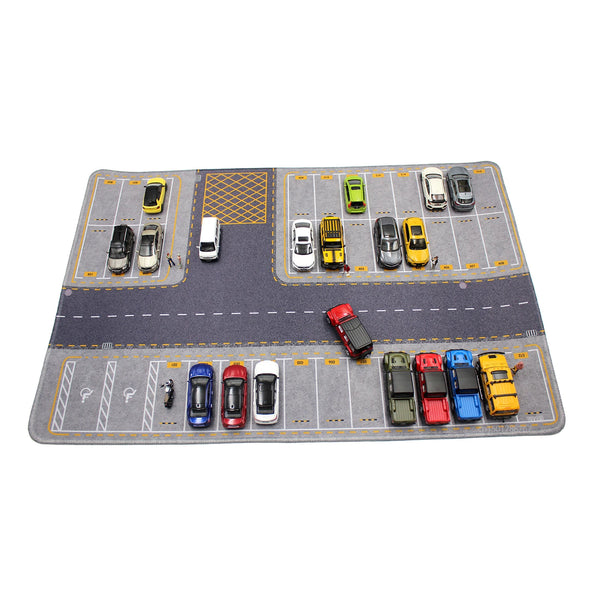 1:64 Scale Parking Road Garage Football Field Toy Mat Mouse Pad For Diecast Car Model Dolls Scene Display