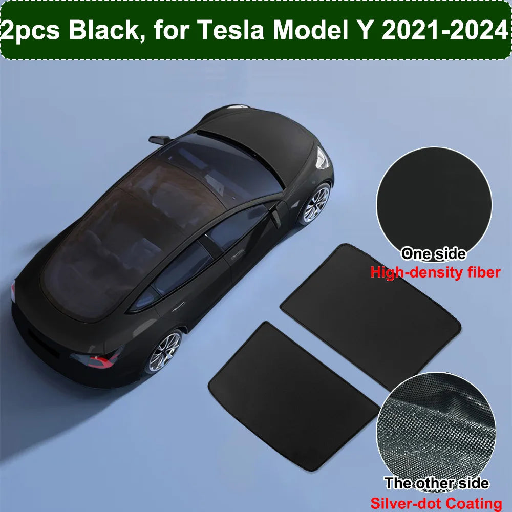 Sunshades For Tesla Model 3 Sunroof Highland 2025 Model Y 2020-25 Ice Cloth Buckle Sun Pare Glass Front Rear Skylight Accessory