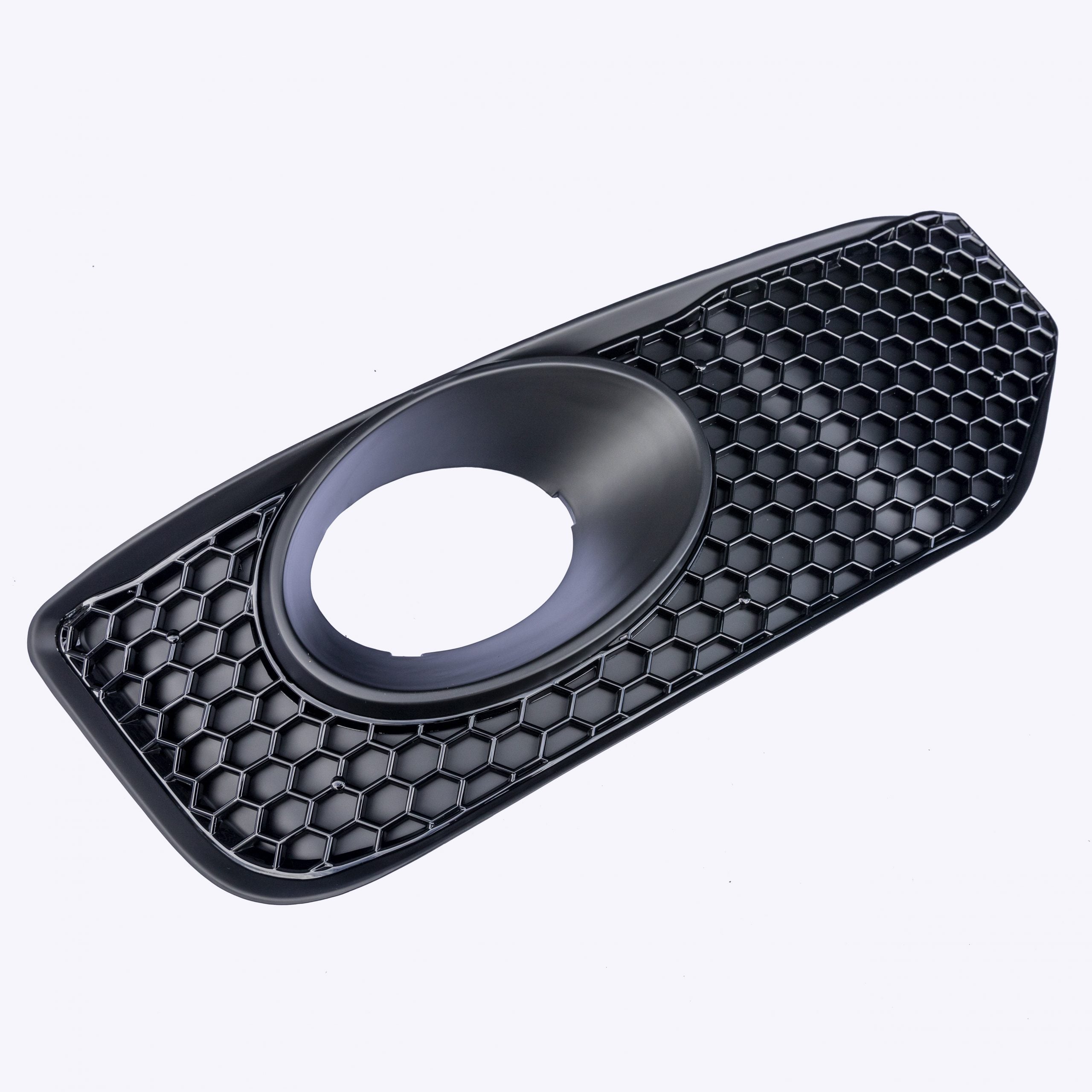 For VW T5 .1 Transporter Honeycomb Sportline Front Spoiler Foglight Trims (Gloss Black)