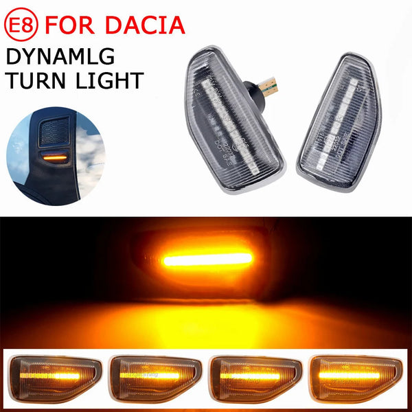 2Pcs Dynamic Amber LED Side Turn Signal Blinker Light for Dacia Logan II Sandero Duster 2018~ Car Styling Indicator Signal Light