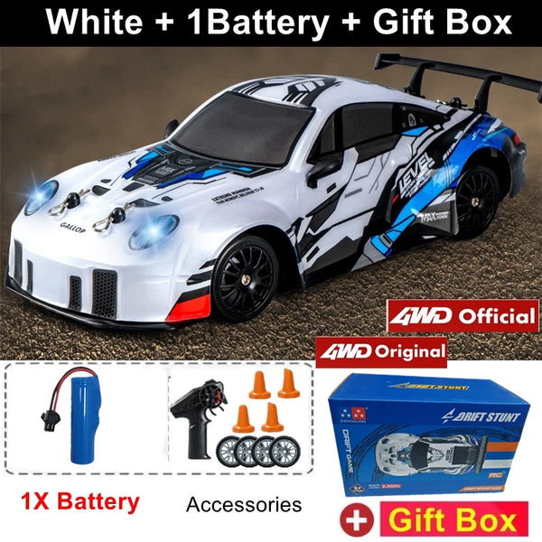 4WD RC Drift Car With LED Light 2.4G Radio 20KM/h High Speed Remote Control Racing Cars Vehicle Model Toy Gift for Boy Girl Kid