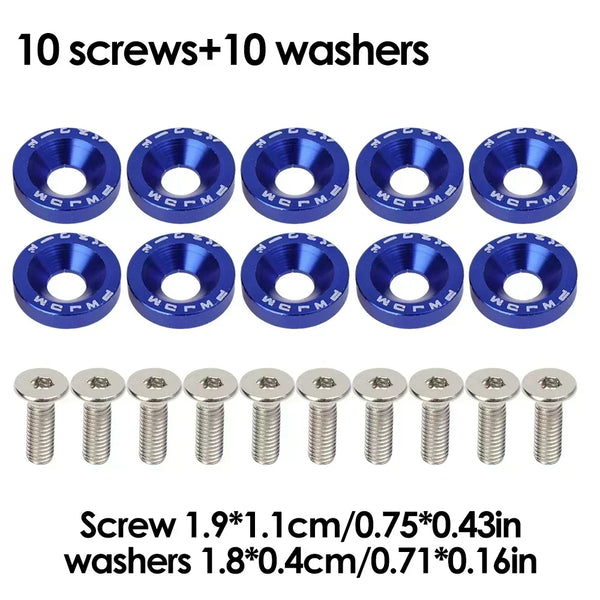 JDM Fender Washers M6 Bolt Set Car Modification Gasket Screw Fender Bumper Engine Aluminum Concave Screws Hex Fastener for Honda