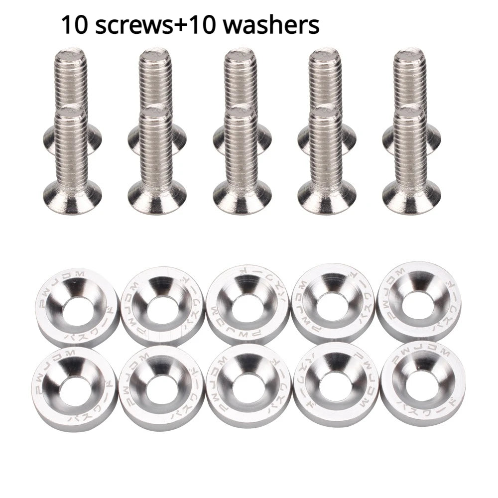 JDM Fender Washers M6 Bolt Set Car Modification Gasket Screw Fender Bumper Engine Aluminum Concave Screws Hex Fastener for Honda