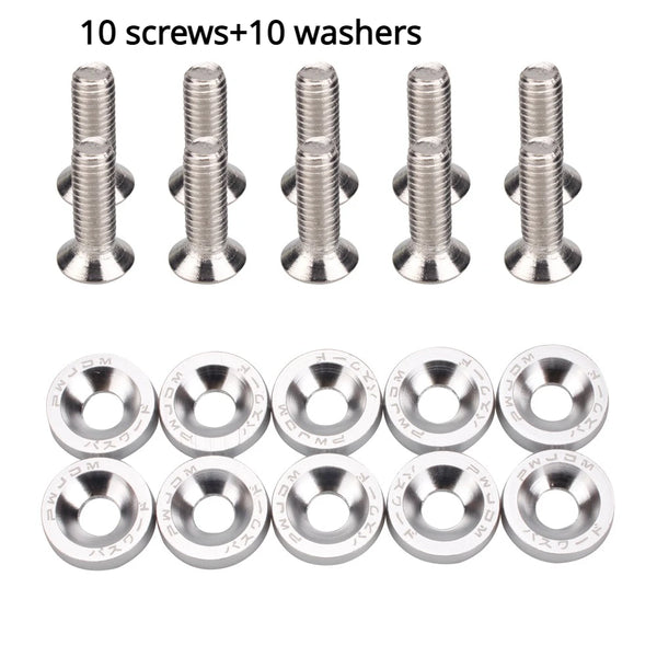 JDM Fender Washers M6 Bolt Set Car Modification Gasket Screw Fender Bumper Engine Aluminum Concave Screws Hex Fastener for Honda