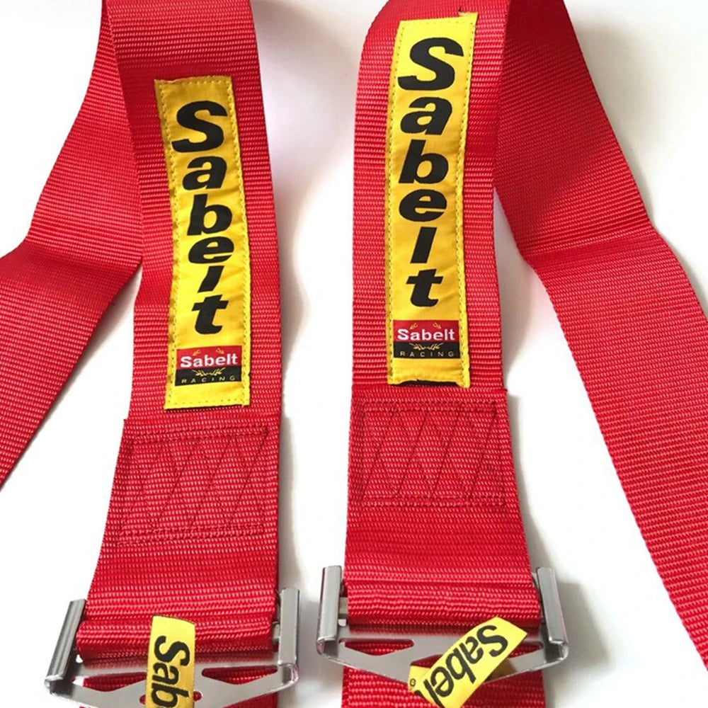 JDM Sabelt 3 Inch Universal 4 Point Mounting Racing Sabelt Seat Belt Safety Harness High Grade Strap Nylon Belts For VW Toyota