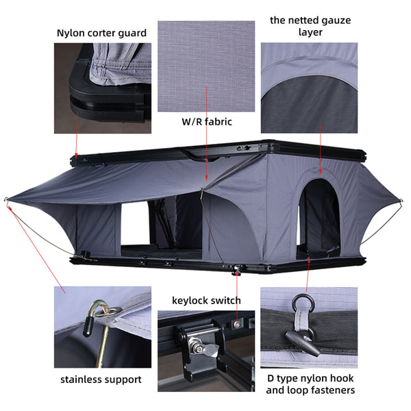 WEIER WERT-002 Vehicle Aluminum Hard shell Pop Up Roof Top Tent - For Car / RV / Pickup / Van / Camper / 4x4