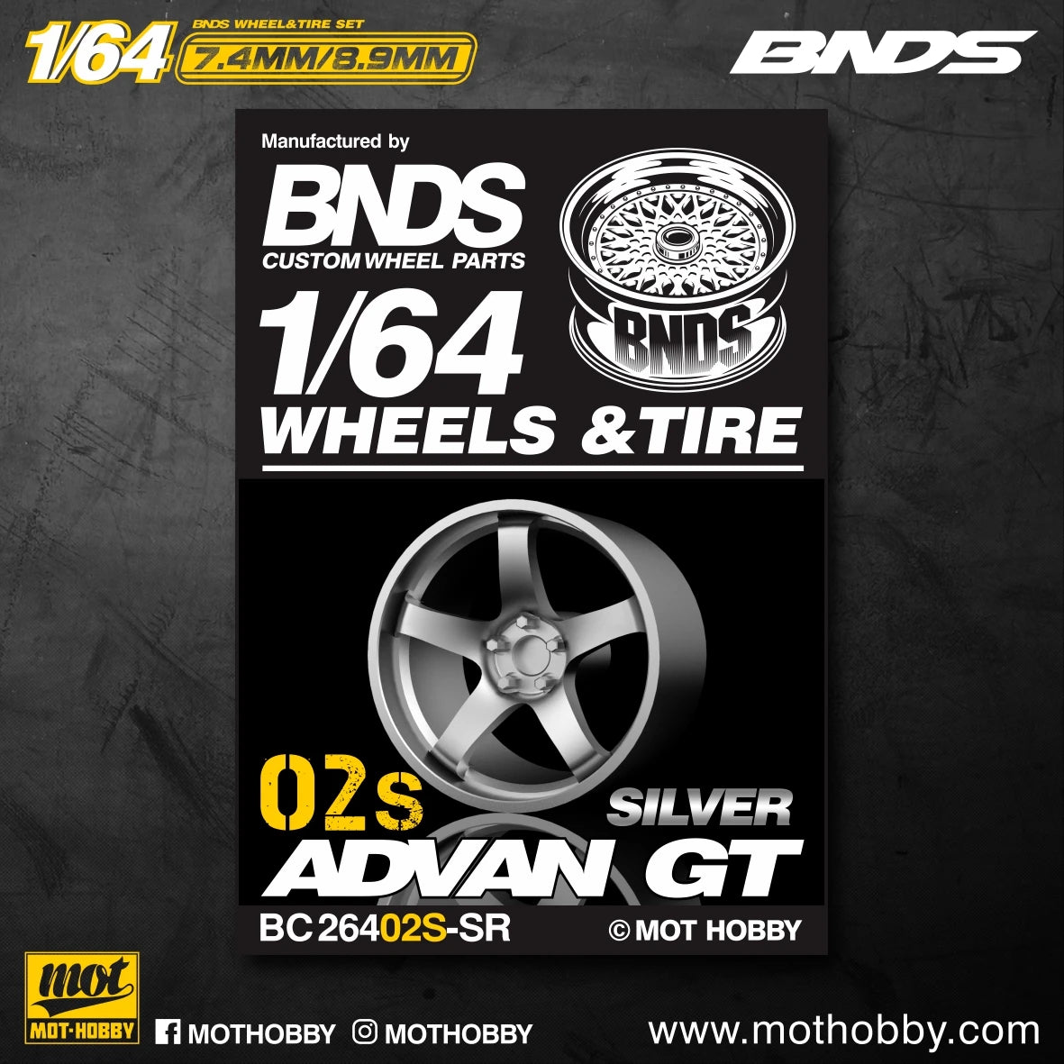 BNDS 1/64 Wheels With Rubber Tires ABS Assembly Rims Modified Parts for 1:64 Model Car VIP Style Detail-up Set New Clearance