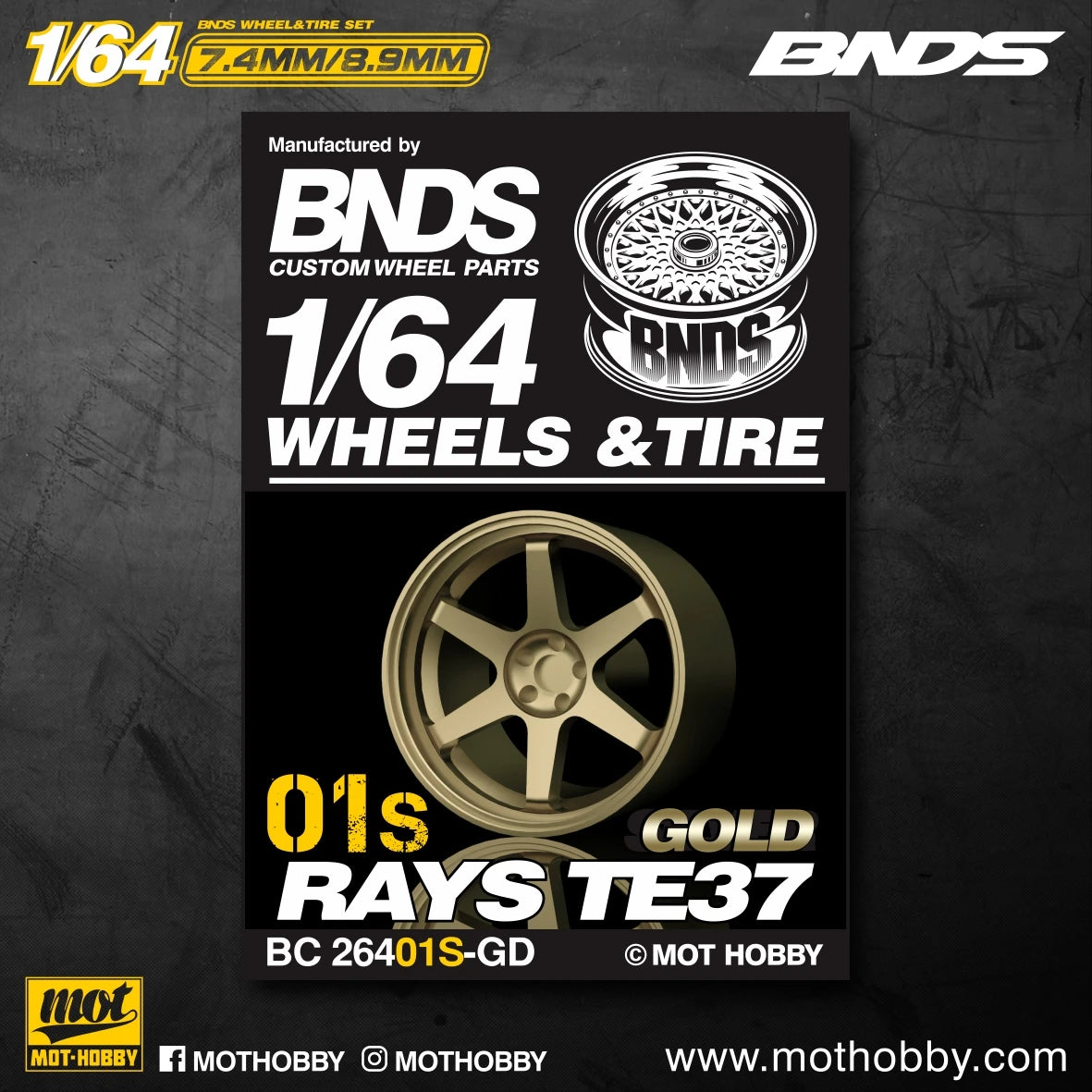 BNDS 1/64 Wheels With Rubber Tires ABS Assembly Rims Modified Parts for 1:64 Model Car VIP Style Detail-up Set New Clearance