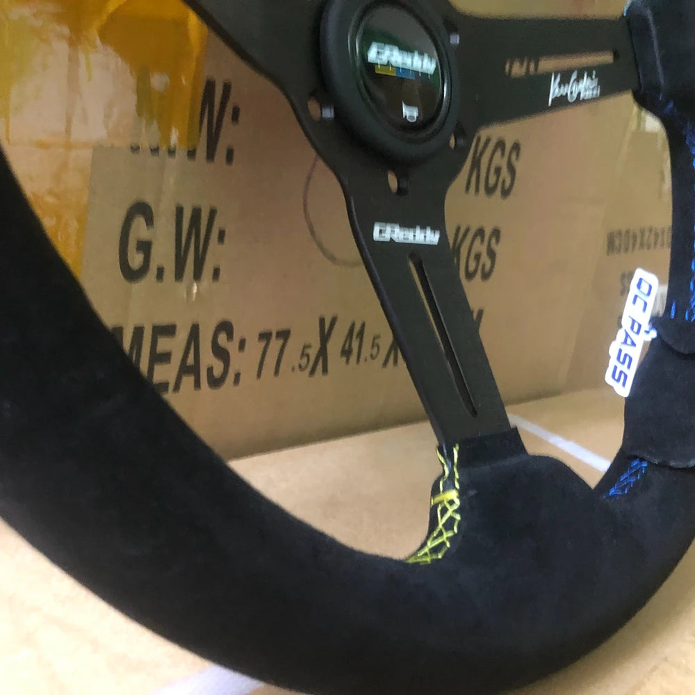 14Inch JDM Racing Greddy Steering Wheel JDM Rally Drift Suede Leather Greddy Steering Wheel Volantes For VW BMW Toyota Honda