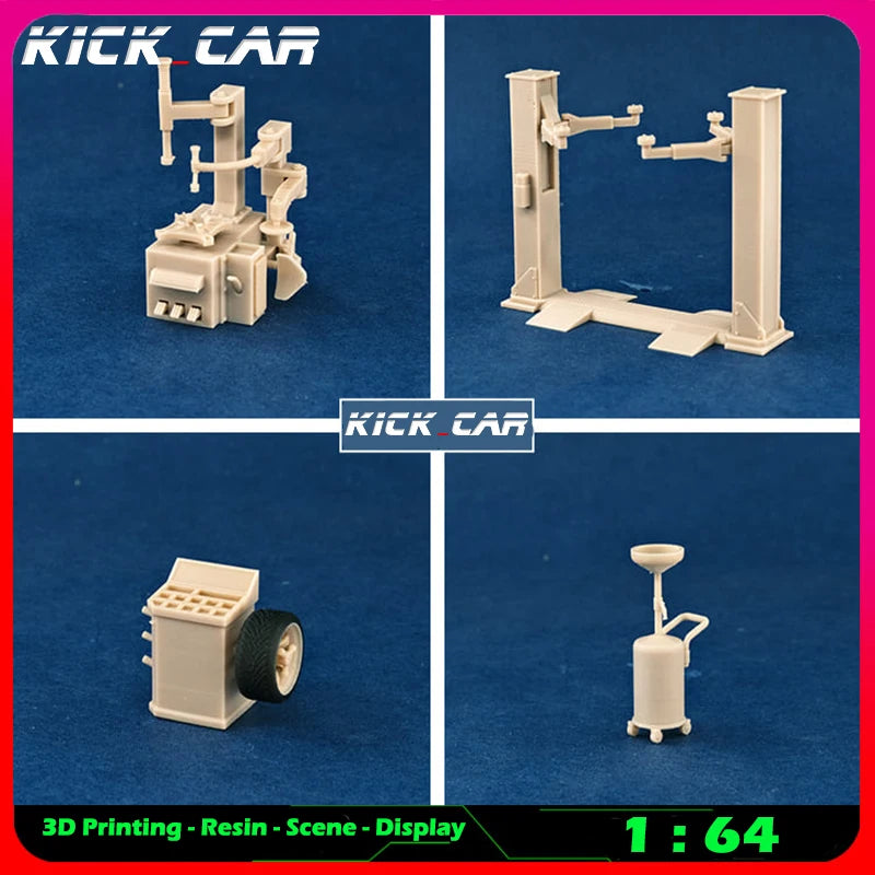 Kickcar 1/64 Workshop Large Machinery Model Car Diorama Uncolored Resin Garage Scene Repair Tools Decoration Simulation Scene
