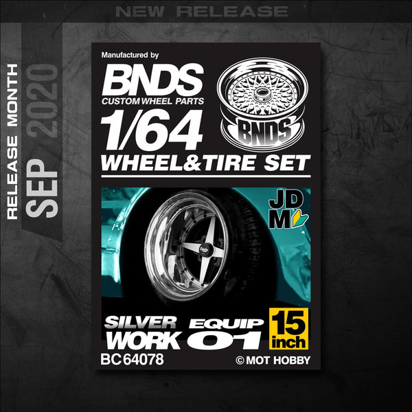 1/64 Alloy Wheels With Rubber Tires By BNDS Assembly Rims Modified Parts for Model Car Refitted VIP Style No.64053-64088