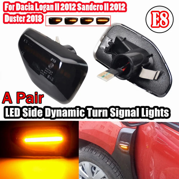 2Pcs Dynamic Amber LED Side Turn Signal Blinker Light for Dacia Logan II Sandero Duster 2018~ Car Styling Indicator Signal Light