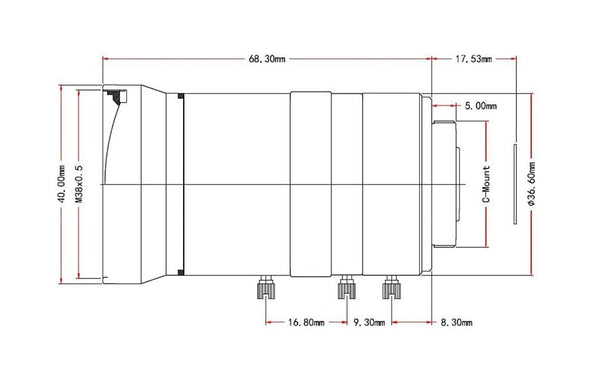 8-50mm C-Mount Zoom Lens for IMX477 Raspberry Pi High Quality Camera (Copy)