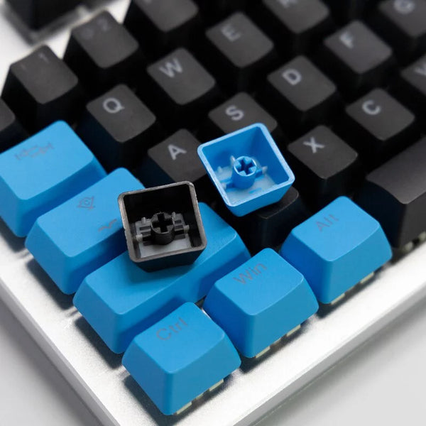 Tai-Hao Double Shot PBT Backlit Keycaps - Black + Deep Sky Blue