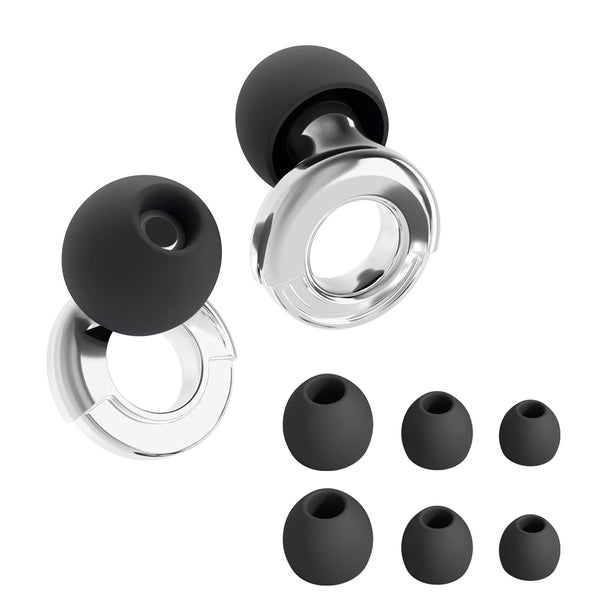 HUAK Quiet Ear Plugs for Noise Reduction – Super Soft, Reusable Hearing Protection for Sleep,Swim, Work 8 Ear Tips in XS/S/M/L