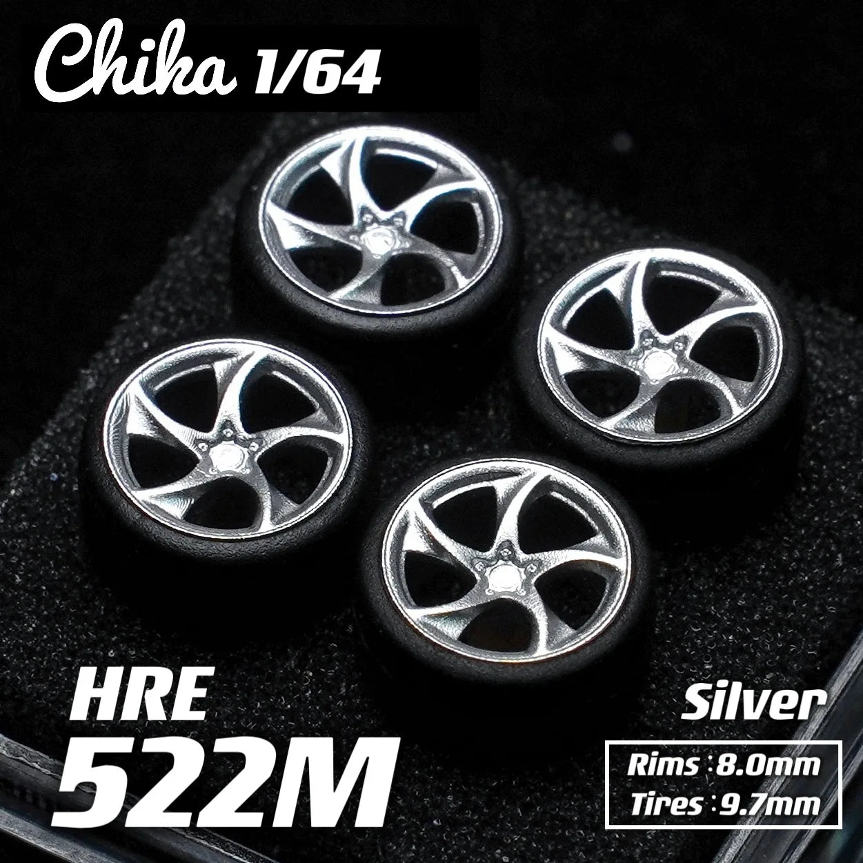 1/64 Chika  Wheels with Rubber Tires Model Car Modified Parts BBS RS  JDM VIP For Hotwheels Tomica MiniGT （Supplied with axle）